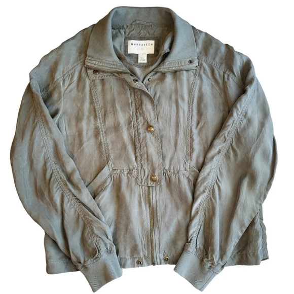 Marrakech Anthropologie Utility Jacket Womens Small Army Green Lightweight Boho - Picture 10 of 12